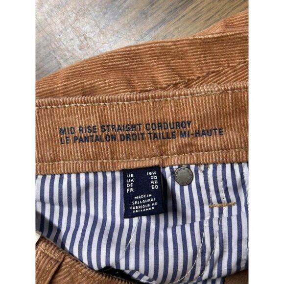 Lands‎ End Mid Rise Straight Corduroy Pants 16W Camel Five Pocket Womens Casual - Picture 6 of 11